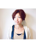 アン ヘア デザイン(un hair design)&nbsp;【　un  】レッドカラー×ショート×センターパート