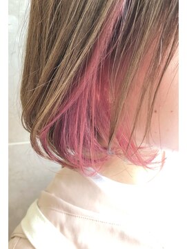 エミス バイ メルト 吉祥寺(emis by melt) 【堀惠洋平】インナーカラー シアベージュ×コーラルピンク