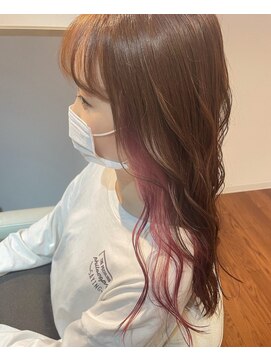 マリブ ヘアリゾート 伊勢崎本店(malibu hair resort) イヤリングカラー/ピンクカラー/ベージュカラー