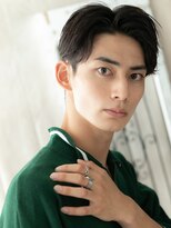 メンズヘア ビーセカンド 草加店(MENS HAIR B-2)&nbsp;ネイビーブラック七三分けツーブロック好感マッシュヘアC草加