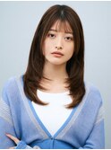 小顔似合せレイヤーカットブリーなしうる艶透明感ベージュカラー