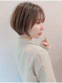 □ マロンベージュ/ショート/前髪/レイヤー/髪質改善/縮毛矯正