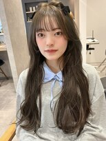 ラミエバイメルト 下北沢(lamie by melt) オリーブグレージュブリーチなしカラー小顔レイヤーカット顔周り