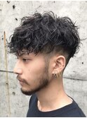 札幌スペインカールプードルパーマ海外風ヘアテーパーフェード