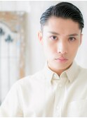 立ち上げオールバック七三分けアッシュブラッククロップa1上尾