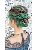 ルーズ感編み込みヘアアレンジギブソンタックまとめ髪アレンジ