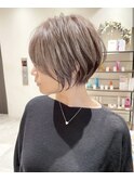 前髪あり耳掛け丸みくびれショートボブ20代30代40代50代(蘭)