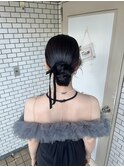 カチモリヘア タイトヘア ベロアリボン 参列ヘア お呼ばれヘア