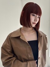 ヨーク(YOKE)&nbsp;ワインレッドボルドー切りっぱなしボブワイドバング