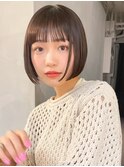ミニウルフチェリーブラウンブリーチなし前髪ミディアム/新宿
