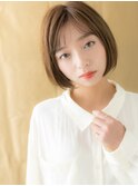カーキベージュ小顔切りっぱなしぱっつんボブ315X志木20代30代