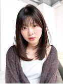 ロング前髪カット韓国ヘア顔周りレイヤー_F1124