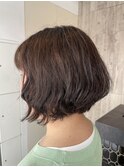 【朝ラク】パーマで動くショートボブ×艶イノアカラー