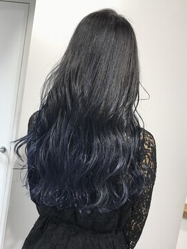 フォーク(FOLK) 恵比寿_外国人風グラデーションカラー ネイビーブルー