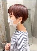 暖色系カラーショートボブ艶カラーマッシュボブ丸みボブ秋カラー