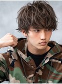メンズビジネスツーブロックアップバング束感ショートマッシュ