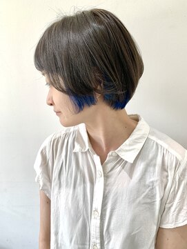 フォーク FOLK 【FOLK】透明感インナーブルー☆似合わせ奥行きショート♪