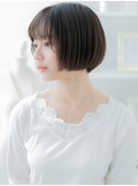 切りっぱなし黒髪クラシカル小顔ぶつ切りボブa越谷20代30代40代