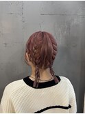 三つ編みたくさんツイン