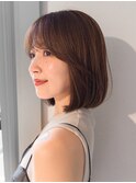 大人丸みショートボブ 面長さんに似合う