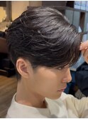 センターパートニュアンスフェザーかきあげ20代マッシュ韓国