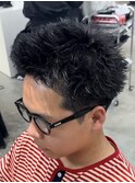 熊本スパイキーショート パーマ 短髪 アップバング MEN'S HAIR