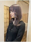 ミディアム ケアブリーチ ハイトーン ラベンダーグレージュ 艶感