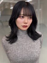 ソラ 広尾店(SORA)&nbsp;ミディアムレイヤーカット/ブルーブラック/顔周りカット