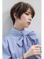 ムウ 難波(MOU) クールショートボブ前髪イメチェンピンクベージュ20代30代40代