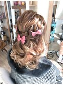 編み込みハーフアップアレンジ【ヘアアレンジ　立川/立川南/袴】