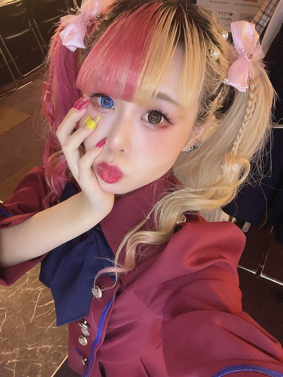 ヘアゴムエクステ♡ツインテールアレンジデザイン40 赤×黒