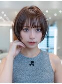 大人かわいい前髪セシルカットココアブラウンフリンジウェーブ