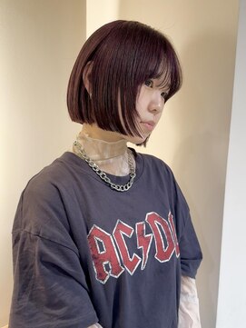 テトラ バイ ネオリーブ 横浜西口店(tetra by neolive) ミニボブ　ダブルカラー　ケアブリーチ　レッドカラー