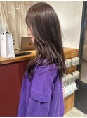 透明感グレージュカラー 顔周りレイヤー ゆる巻きロング