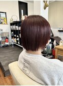 ミニボブ＋ワインレッドカラー