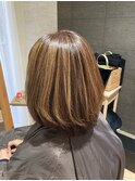 白髪ぼかしハイライト　明るい白髪染め　30代、40代、50代
