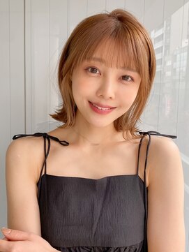 エトラ 渋谷店(etora) 前髪 外ハネボブ くびれヘア  アプリコットオレンジ"