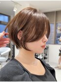 イメチェンショート外ハネボブ美髪似合わせカットダークアッシュ