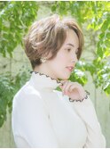 デザインカラー厚めバングローライトスリークボブ