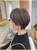 ハイライト×ショートボブ×チョコレート/くすみベージュ/50代