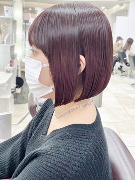 ラルムバイシー 新宿(LARME by Sea) ショート・ボブ+チェリーブラウン/モードフェミニン[韓国/前髪]