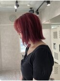 藤沢/レイヤーボブ/ワインレッドカラー/落ちる赤/ブリーチ