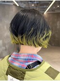 ミニボブ/デザインカラー/センターパート/外はねボブ