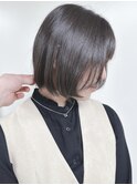 *黒髪耳かけボブ切りっぱなしボブ顔周りレイヤーボブ30代40代2