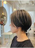 マッシュハンサムショートアンブレラカラーオリーブグレージュ