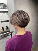 前髪　マルチボブ　ピンクベージュ　インナーグレージュ　ウルフ