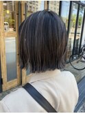 ハイライトカラー/透明感カラー/白髪ぼかしカラー/レイヤーボブ