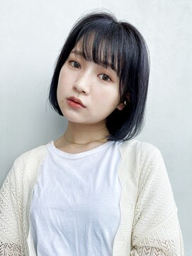 アイティー バイ アルバム 中野店(IT by ALBUM) ナチュラルボブ_ハイライトカラーオリーブカラー_27814