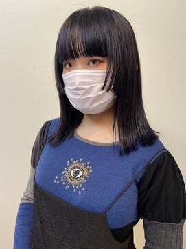 アクアオモテサンドウ(ACQUA omotesando) △ブリーチなしラベンダーグレージュぱっつん前髪姫カットロブ