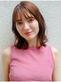 大人かわいいニュアンスパーマセミディ